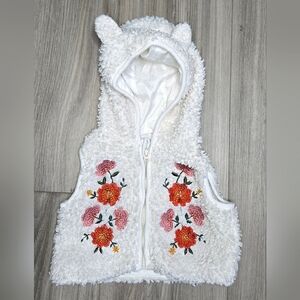Floral Embroidered Kids Vest - White